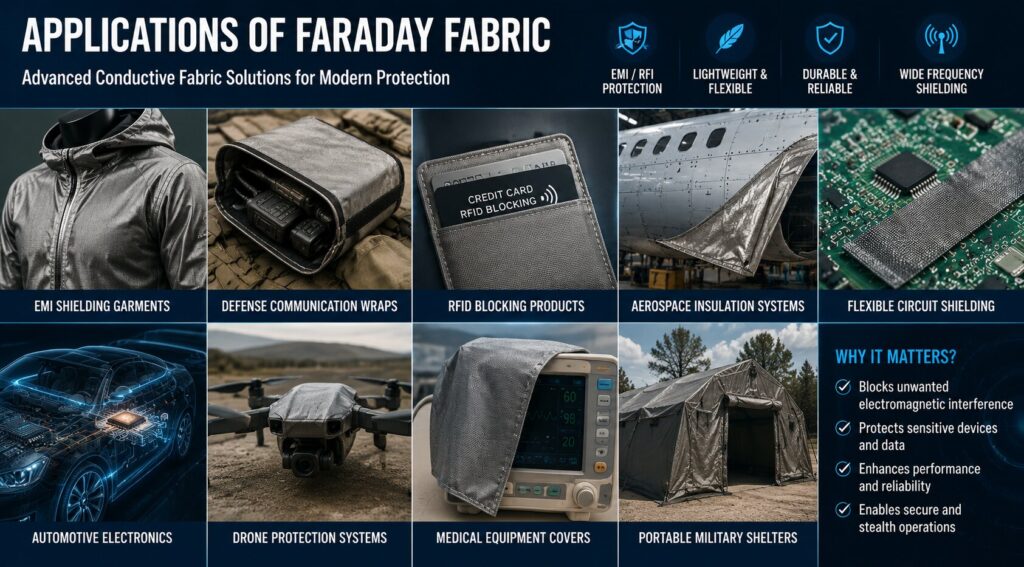 Faraday Fabric vs Faraday Cage: 7 Powerful Differences That Matter in EMI Shielding 4 Applications of Faraday fabric