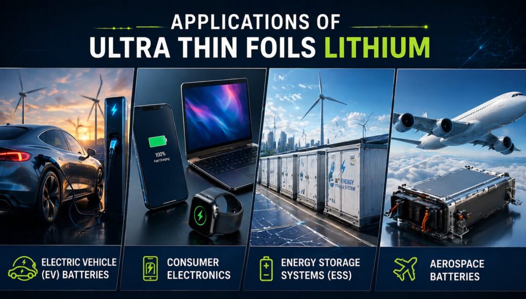 Ultra-Thin Foils Lithium – 7 Powerful Advantages in Lithium-Ion Batteries 3 Applications of ultra-thin lithium foils
