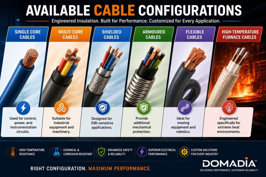 Silicone vs PTFE vs Ceramic Cable Insulation: 7 Powerful Differences for High-Temperature Applications 6 Available cable configurations breakdown