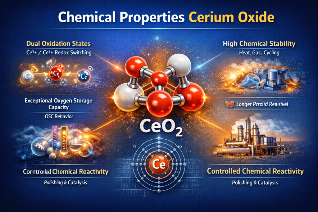Chemical Properties Cerium Oxide (CeO₂): 7 Powerful Factors Making It Industrially Essential | DOMADIA™ 2 Chemical Properties Cerium Oxide