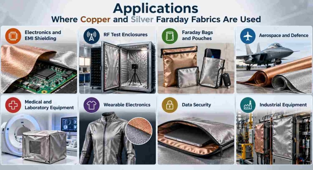 What’s the Difference Between Copper and Silver Faraday Fabric? 9 Powerful Facts for Better EMI/RF Shielding 3 Copper and Silver Faraday Fabric Applications