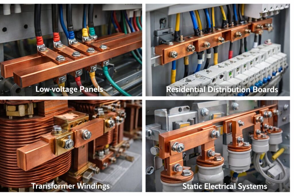 Busbar Materials Compared: Copper Alloy vs Pure Copper – 7 Powerful Truths for Smarter Power Systems | DOMADIA™ 3 Copper busbars in electrical systems