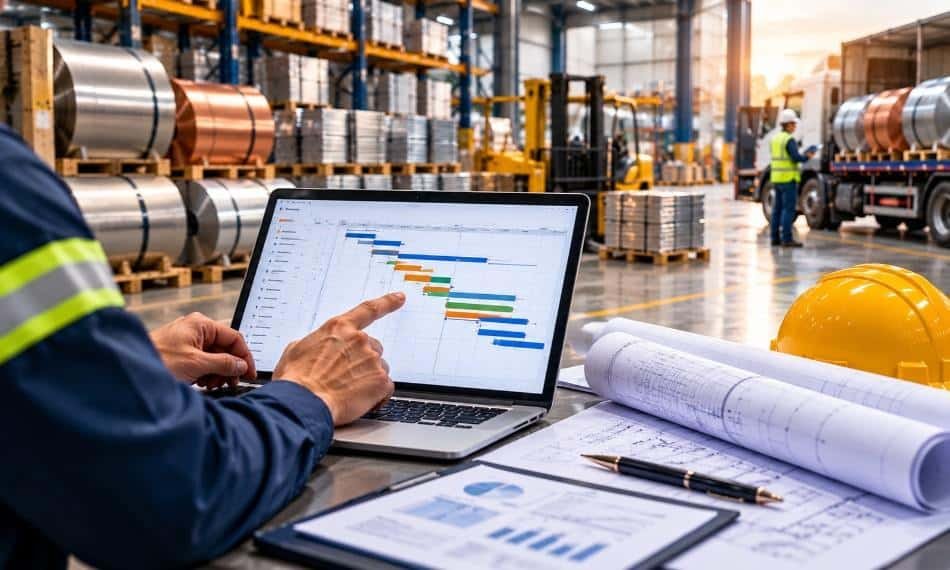 Advanced Supply Scheduling – Industrial procurement planning with a digital production schedule and metal inventory