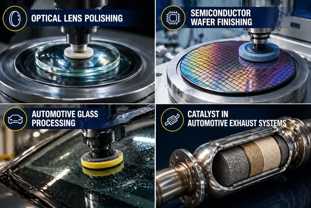 Cerium Oxide Grade Selection – 7 Smart Ways to Choose the Right One 3 Industrial applications in precision processing