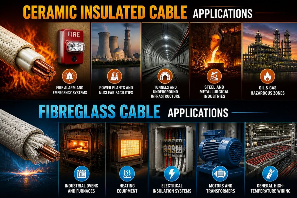 Ceramic Insulated Cable vs Fibreglass Cable: 7 Powerful Differences That Matter 3 Industrial cable applications