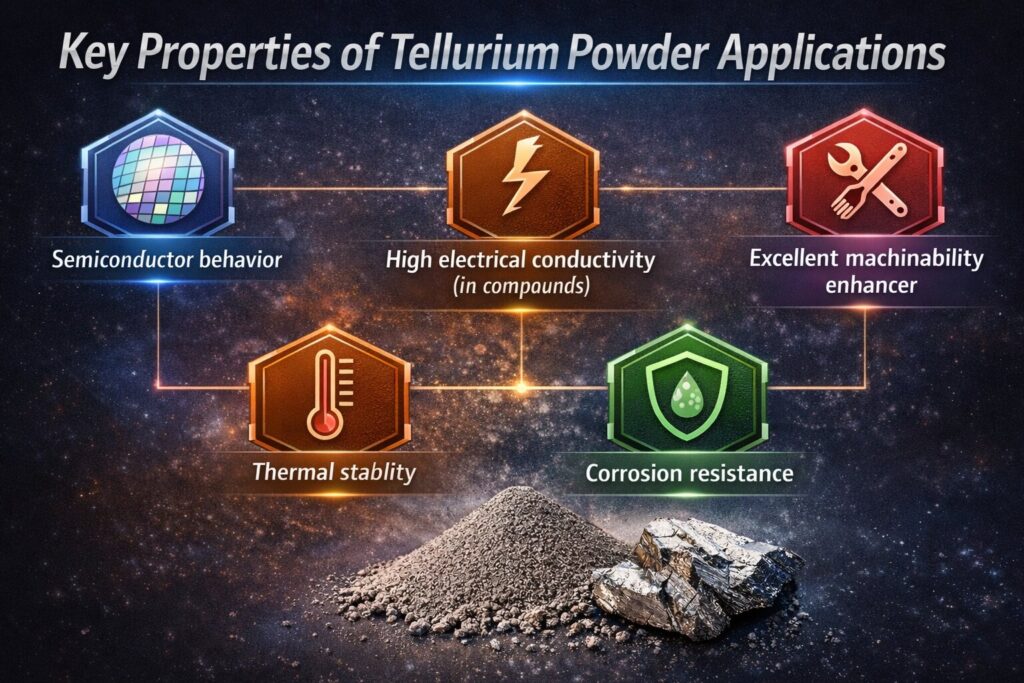 Tellurium Powder Applications: Why This Material Is Quietly Powering the Future 2 Key properties of tellurium powder