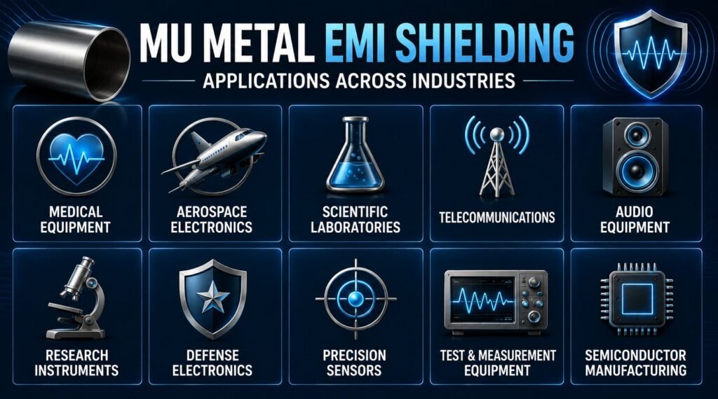 Mu Metal EMI Shielding: 9 Powerful Ways to Use UNS N14080 for Home Electronics 5 Mu-metal EMI shielding applications overview
