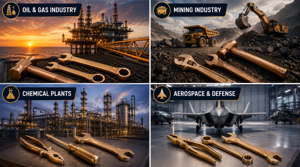 Non-Sparking Tools Guide: Choosing the Right Material for Hazardous Environments 3 Non-sparking tools in industry applications