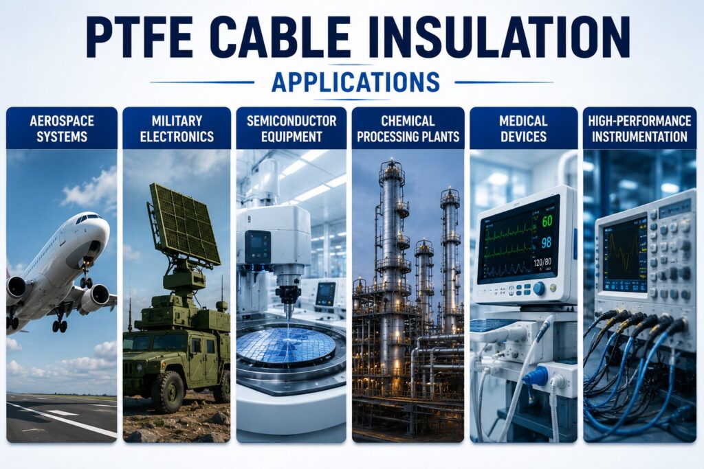 Silicone vs PTFE vs Ceramic Cable Insulation: 7 Powerful Differences for High-Temperature Applications 4 PTFE cable insulation applications