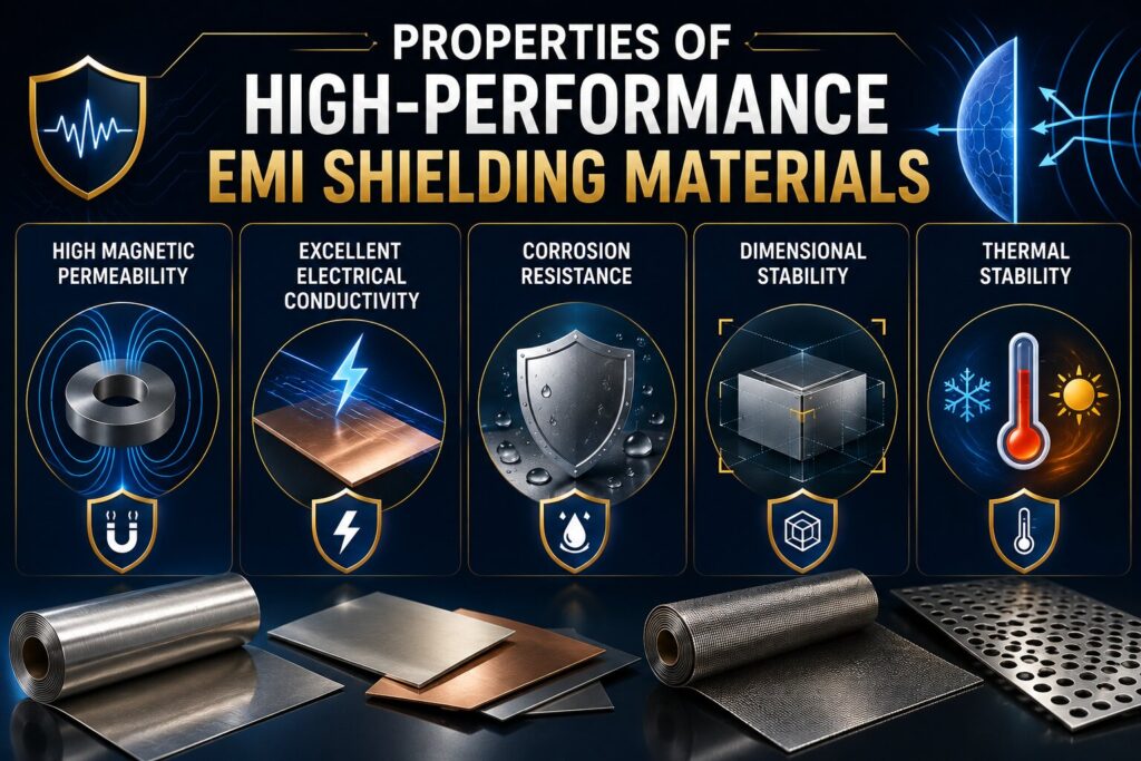 EMI Shielding Testing Guide: 7 Powerful dB Facts Explained (UNS N14080) 3 Properties of High-Performance EMI Shielding Materials