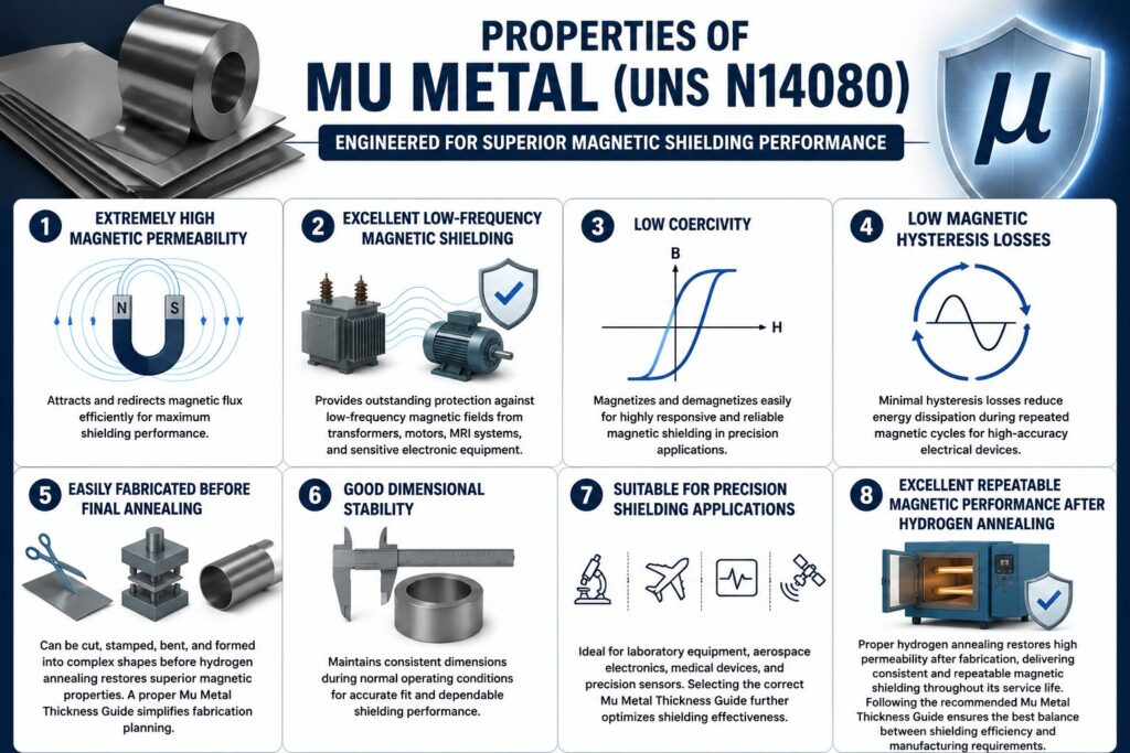 Mu Metal Thickness Guide: 7 Smart Ways to Choose the Right Thickness (UNS N14080) 3 Properties of Mu Metal