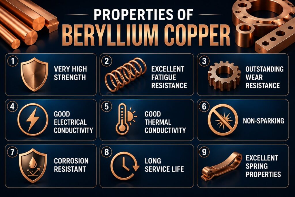 Regular Copper vs Beryllium Copper: 9 Powerful Differences Every Engineer Should Know 4 Properties of beryllium copper