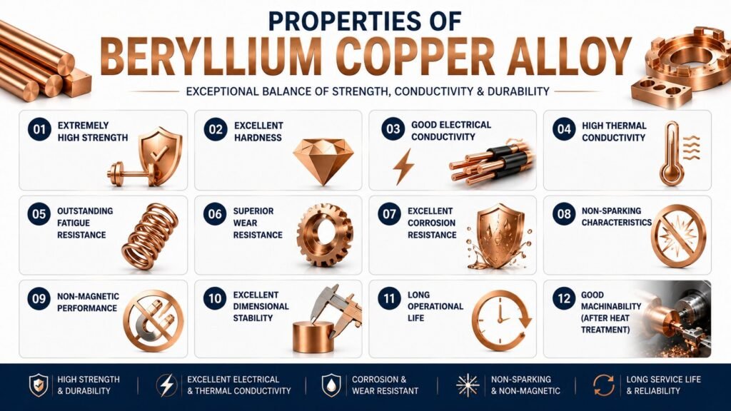 Beryllium Copper Alloy: 9 Powerful Reasons Why Beryllium Transforms Copper 3 Properties of beryllium copper alloy
