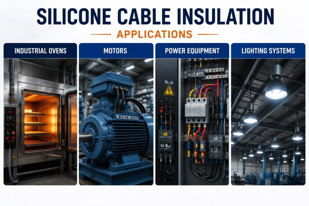 Silicone vs PTFE vs Ceramic Cable Insulation: 7 Powerful Differences for High-Temperature Applications 3 Silicone cable insulation applications