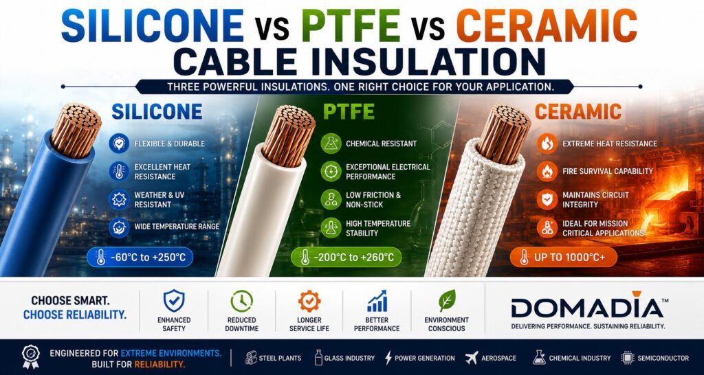 Silicone vs PTFE vs Ceramic Cable Insulation: 7 Powerful Differences for High-Temperature Applications 2 Silicone vs PTFE vs Ceramic Cable Insulation