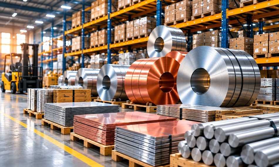 Home 3 Strategic Stock & Supply – Industrial warehouse storing copper coils, metal sheets and specialty alloy materials