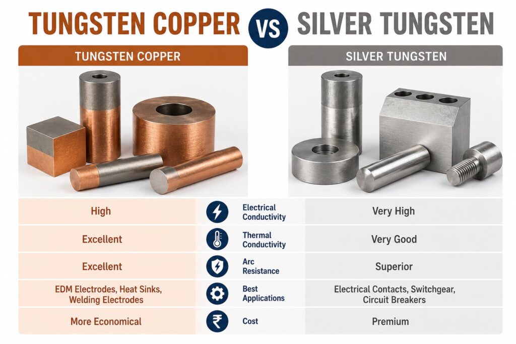 Tungsten Copper vs Silver Tungsten: 7 Powerful Differences That Impact Industrial Performance 2 Tungsten copper vs silver tungsten