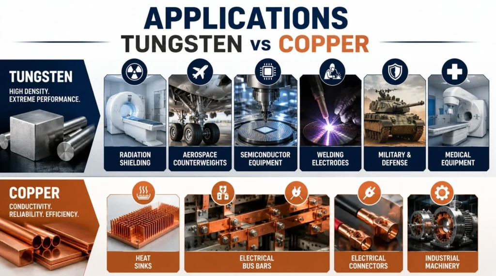 Tungsten vs Copper Weight: 9 Powerful Density Facts Every Engineer Should Know 4 Tungsten vs copper applications