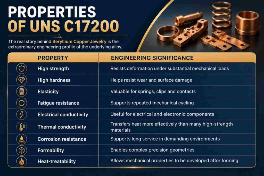 Beryllium Copper Jewelry UNS C17200: 7 Critical Facts Before Using It 3 UNS C17200 Properties