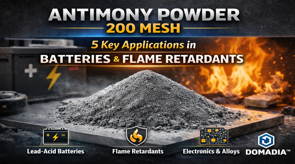 Antimony Powder 200 Mesh 5 Powerful Applications in Batteries & Flame Retardants | DOMADIA™ 1 Antimony Powder 200 Mesh 5 Powerful Applications in Batteries & Flame Retardants | DOMADIA™