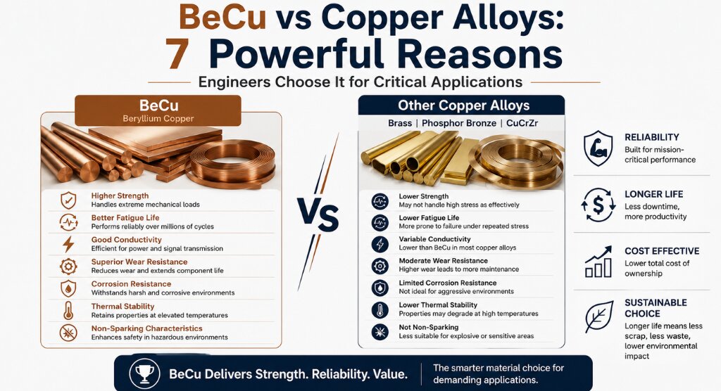 BeCu vs Copper Alloys: 7 Powerful Reasons Engineers Choose It for Critical Applications 1 BeCu vs Copper Alloys: 7 Powerful Reasons Engineers Choose It for Critical Applications