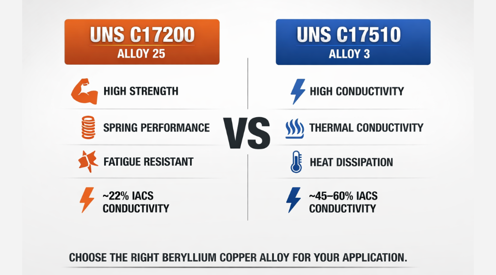 Beryllium Copper Selection: UNS C17200 vs C17510 for Electrical Performance 1 Beryllium Copper Selection: UNS C17200 vs C17510 for Electrical Performance