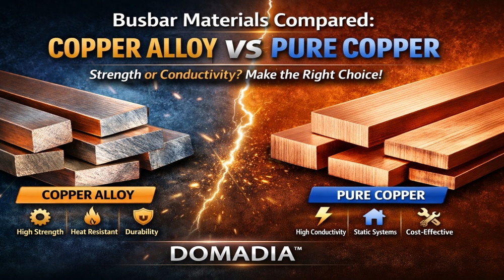 Busbar Materials Compared: Copper Alloy vs Pure Copper – 7 Powerful Truths for Smarter Power Systems | DOMADIA™ 1 Busbar Materials Compared: Copper Alloy vs Pure Copper – 7 Powerful Truths for Smarter Power Systems | DOMADIA™