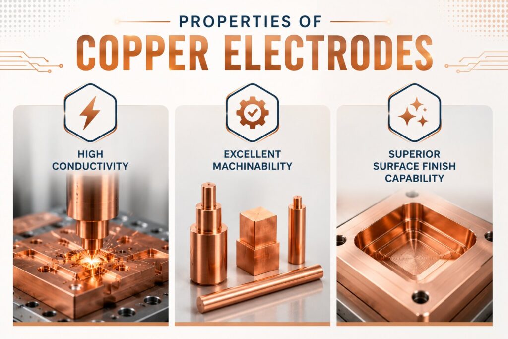 EDM Electrode Materials Comparison: 7 Powerful Differences That Impact Machining Performance 2 Copper electrodes properties