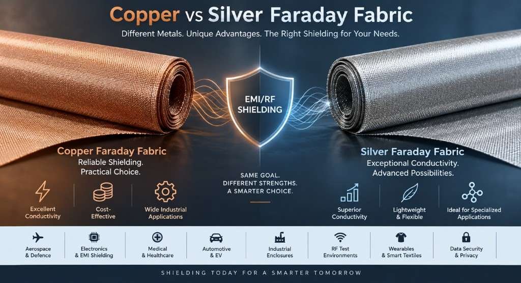What’s the Difference Between Copper and Silver Faraday Fabric? 9 Powerful Facts for Better EMI/RF Shielding 1 What’s the Difference Between Copper and Silver Faraday Fabric? 9 Powerful Facts for Better EMI/RF Shielding