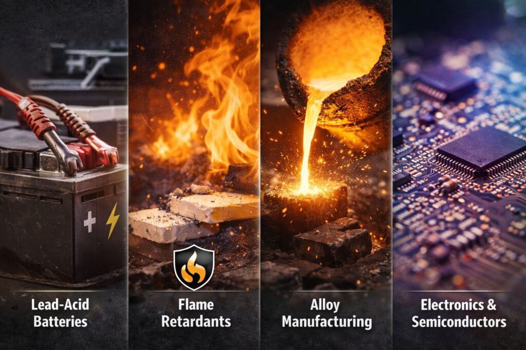 Antimony Powder 200 Mesh 5 Powerful Applications in Batteries & Flame Retardants | DOMADIA™ 3 Industrial uses of Antimony Powder