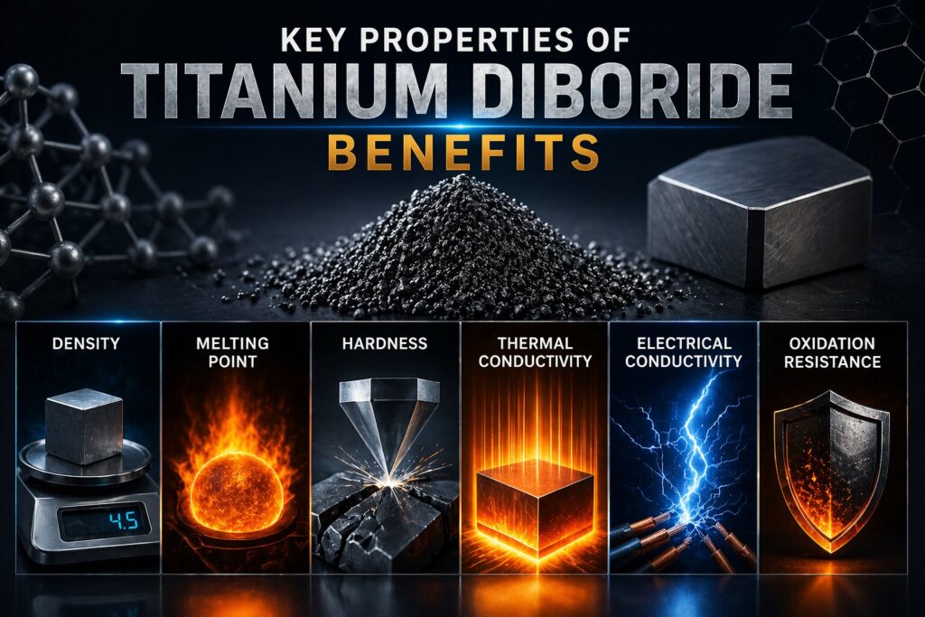 Titanium Diboride Benefits – 7 Powerful Advantages in Advanced Ceramics (UNS TiB₂) 3 Key properties of titanium diboride