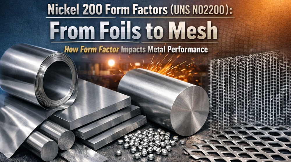 Nickel 200 Form Factors (UNS N02200): From Foils to Mesh — How Form Factor Impacts Metal Performance 1 Nickel 200 Form Factors (UNS N02200): From Foils to Mesh — How Form Factor Impacts Metal Performance