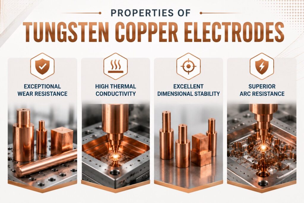 EDM Electrode Materials Comparison: 7 Powerful Differences That Impact Machining Performance 4 Properties of tungsten copper electrodes