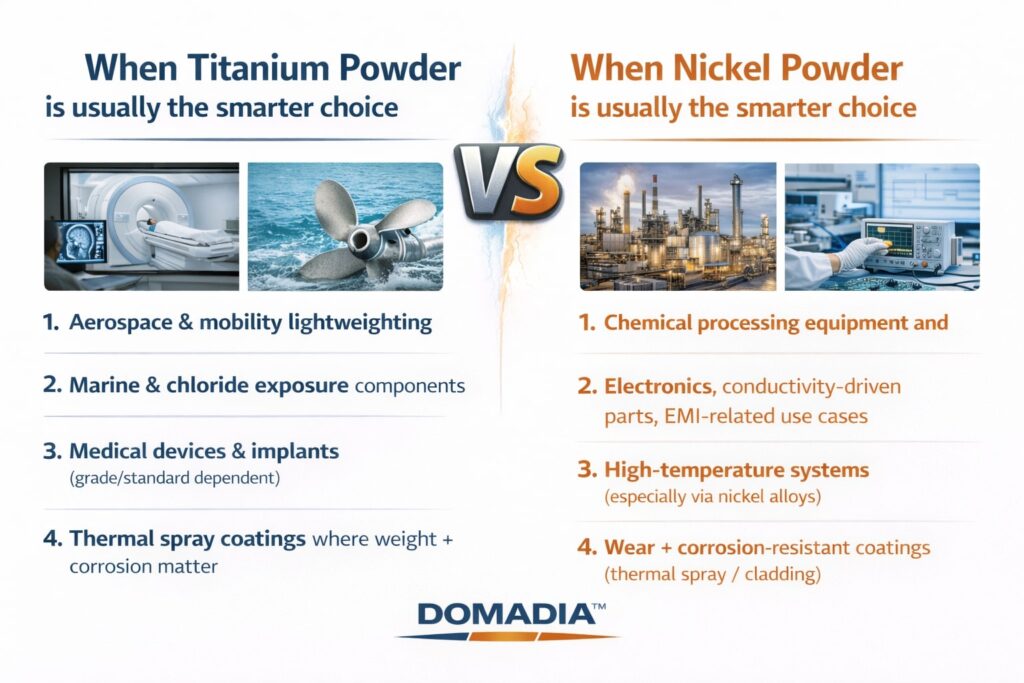 Titanium Powder vs Nickel Powder: Choosing the Right Powder for Your Application 2 Titanium vs nickel powder applications 1