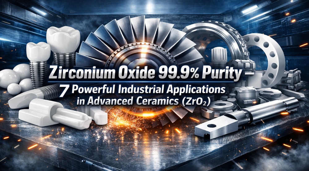 Zirconium Oxide 99.9% Purity – 7 Powerful Industrial Applications in Advanced Ceramics (ZrO₂) 1 Zirconium Oxide 99.9% Purity – 7 Powerful Industrial Applications in Advanced Ceramics (ZrO₂)